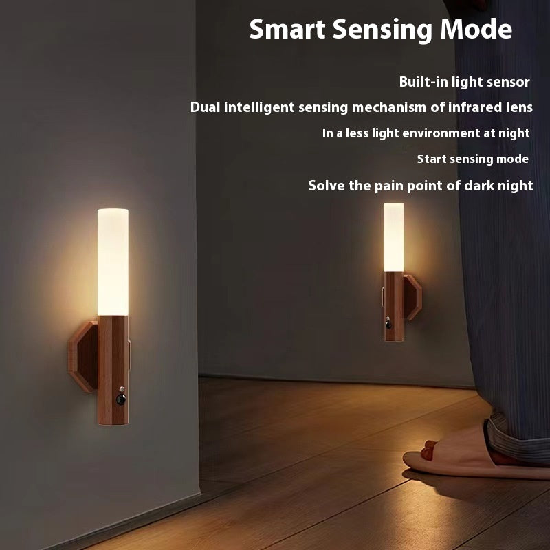 Lampe Murale Intelligente Sans Fil – Lumière Zen en Bois Naturel
