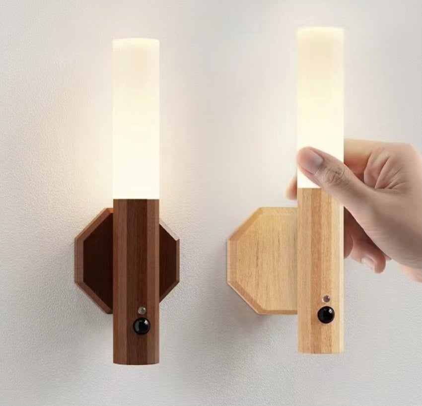 Lampe Murale Intelligente Sans Fil – Lumière Zen en Bois Naturel